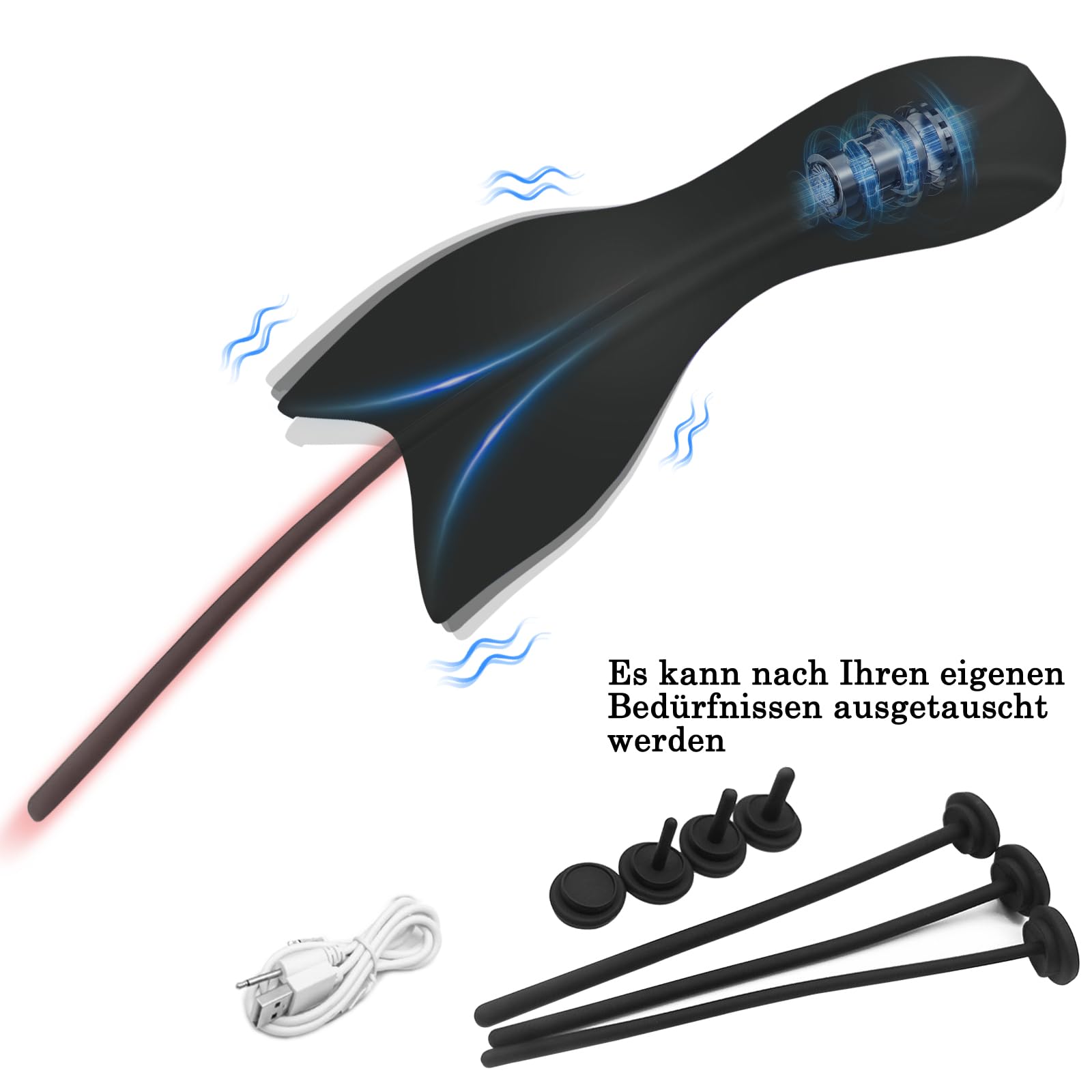 BDSMYEE Ensemble de Dilatateurs Urétraux Électriques en Silicone Homme, 10 Modes de Vibration, 6 Tailles de Plugs Urétraux, Vibrateur Urétral Jouet Sexuel pour Homme
