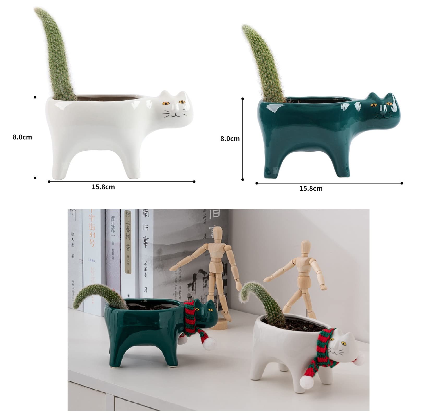 Amazon.co.jp: かわいい 猫の植木鉢 2個セット 多肉鉢 陶器鉢 猫