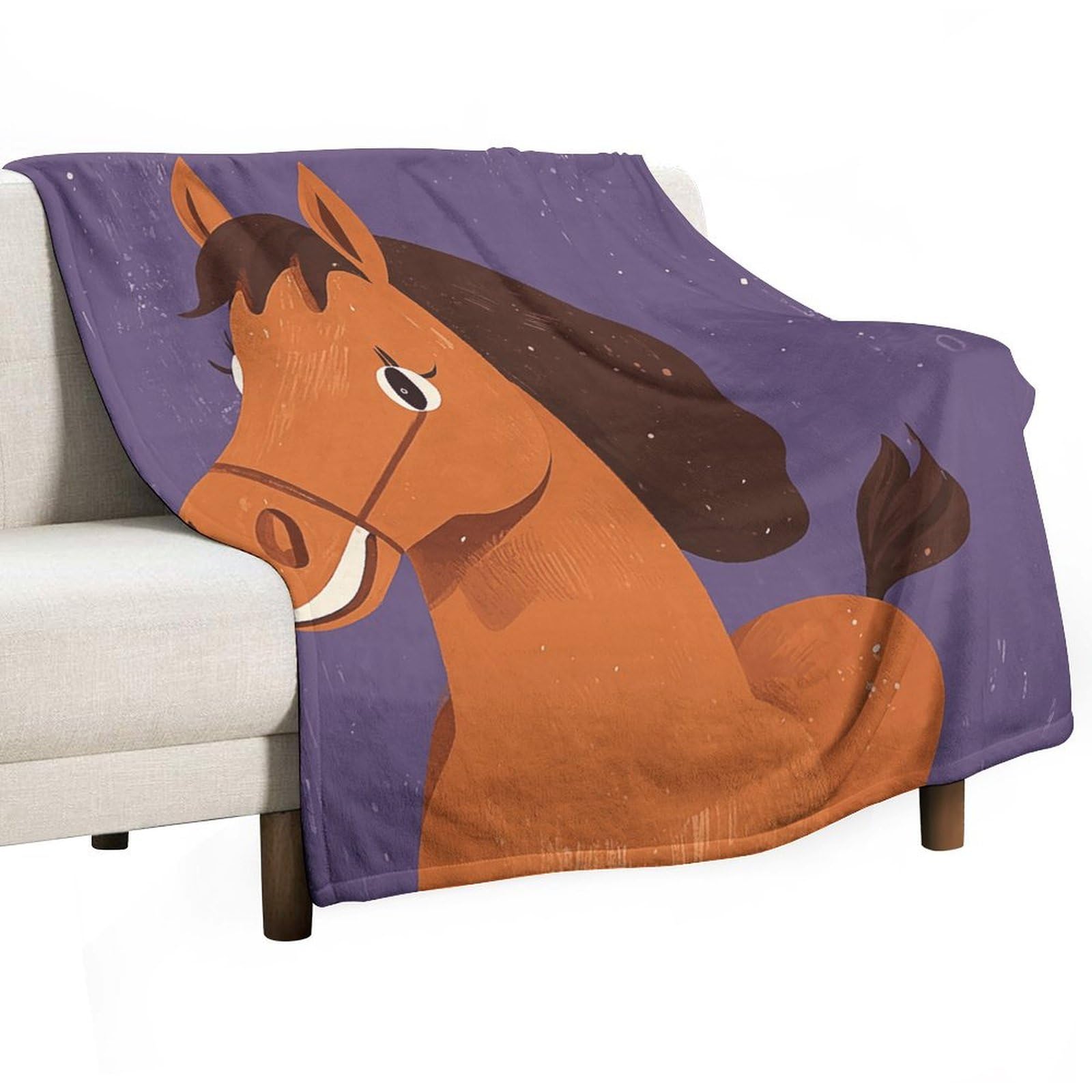 Couverture en flanelle douce au design cheval élégant pour sublimer votre lit