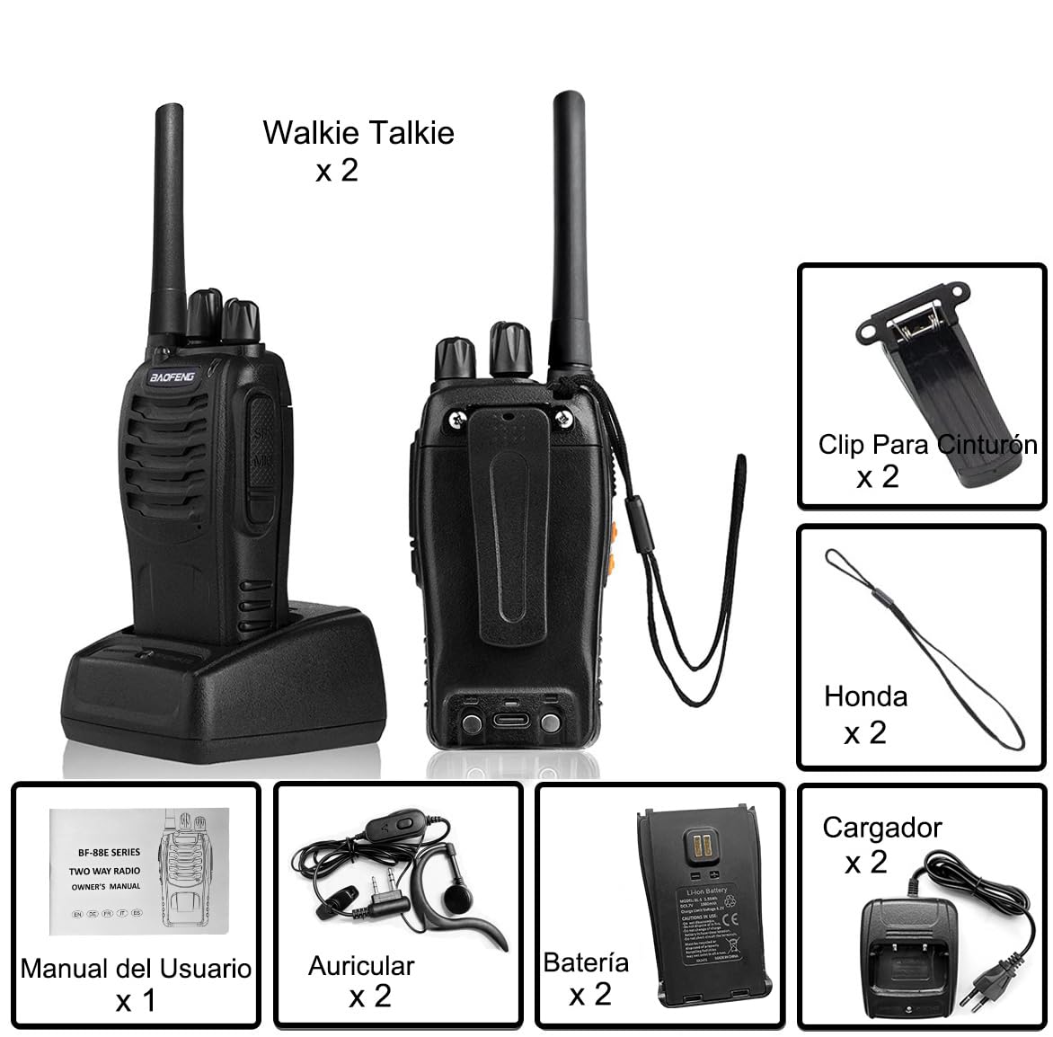 Baofeng Walkie Talkie,Walkis Profecionales,PMR446 Radiocomunicación 16 Canales 2 Piezas Walky Talky Set Recargable Larga Distancia Receptores con Auriculares y Luz LED para Actividades al Aire Libre — view 8