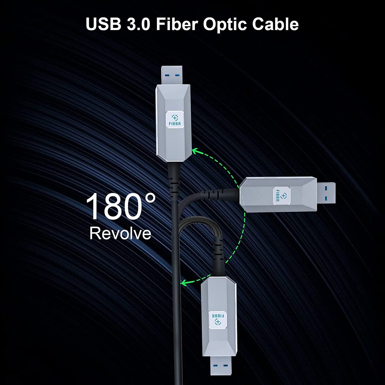 FIBBR USB A a A Attivo Prolungamento Cavo 10M, 5Gbps Cavo in Fibra USB 3.2 Gen 1 con Interfaccia di Ricarica USB 2.0, Lunga Distanza Trasmissione Ideale per Stampanti, Scanner, Machine Vision Sistemi
