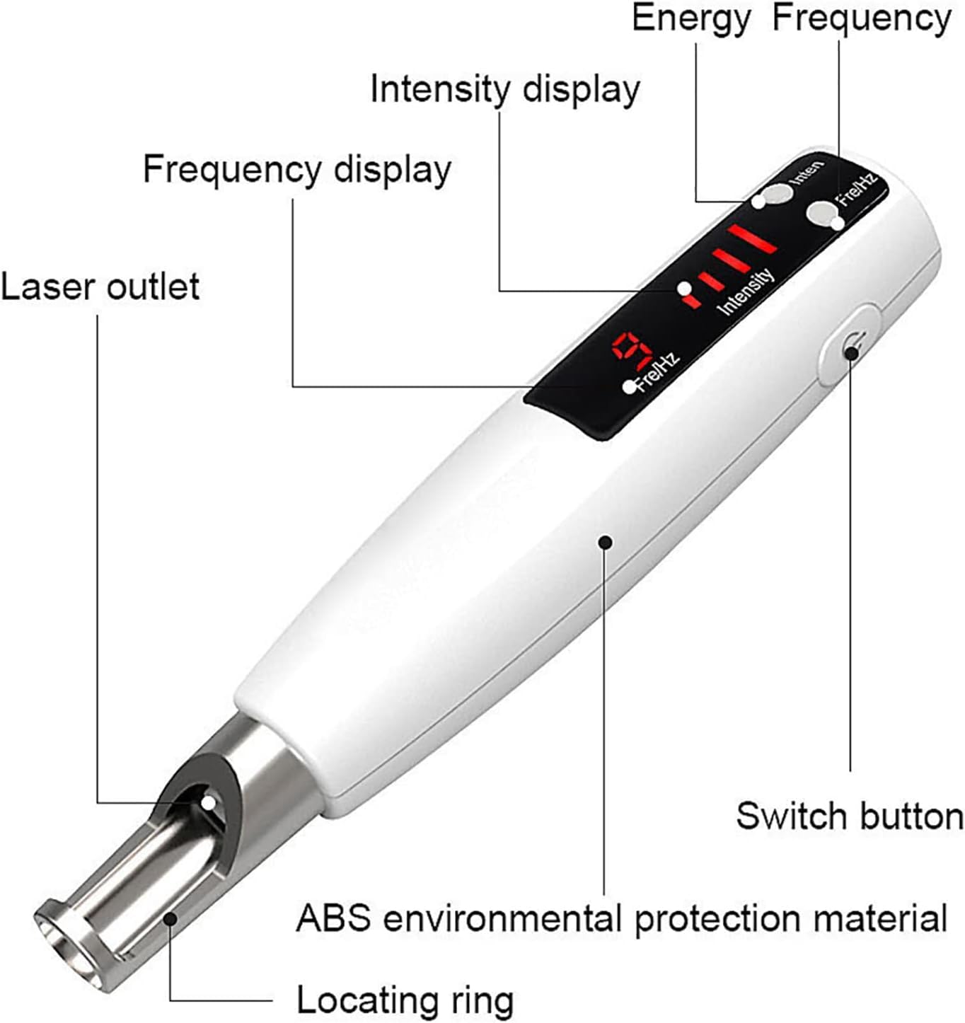 Stylo d'élimination des taches, stylo d'élimination des taches à pois pour enlever les tatouages cicatrices, 9 niveaux de fréquence et 4 niveaux d'intensité, Blue Light