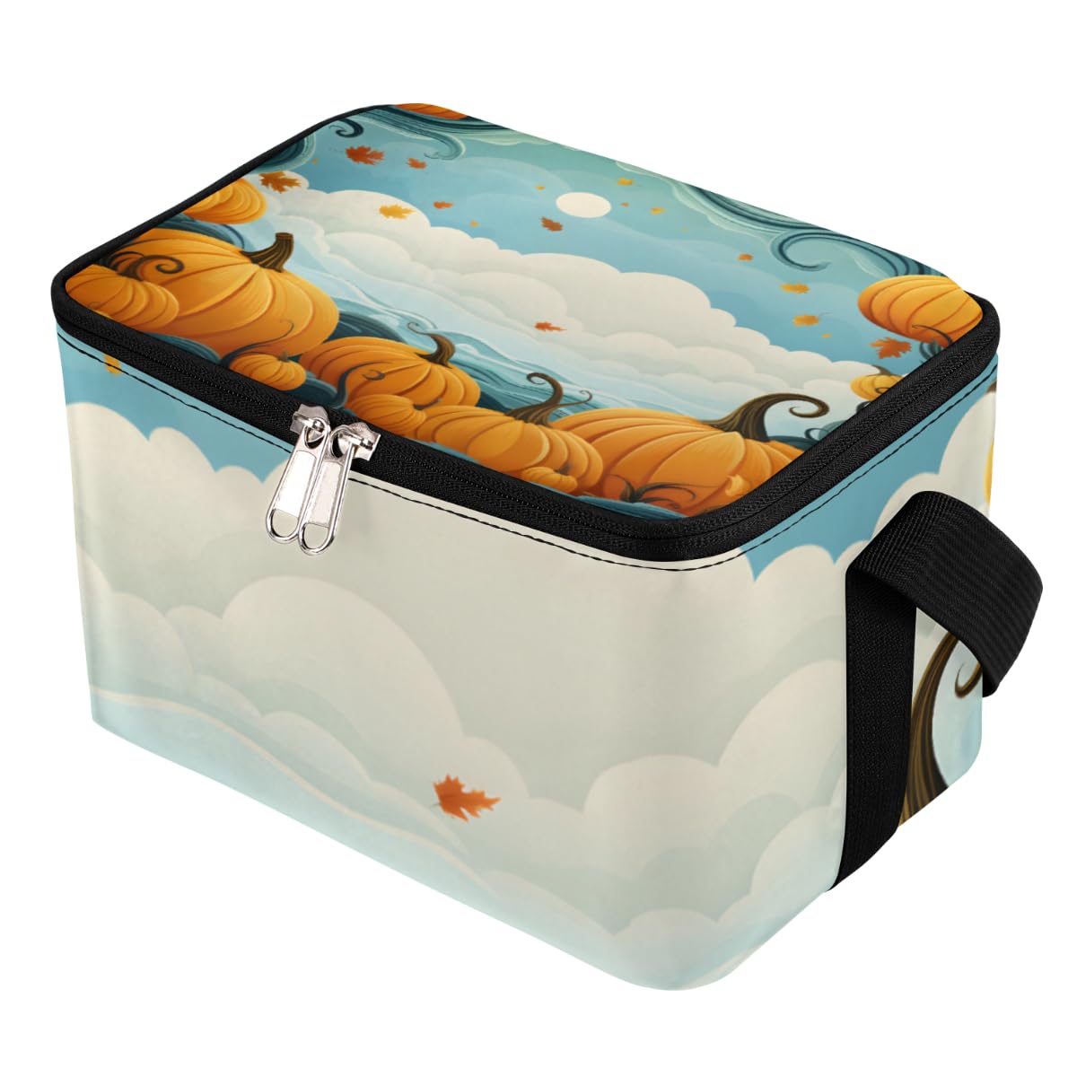 GzLeyigou Lunch Bags for Women Men 9 Cans,Pumpkin Frame Hot & Cold Food Delivery Bag Insulated Grocery Bag Insulated Lunch Box Cloud Cooler Bag for Office Work Picnic Beach