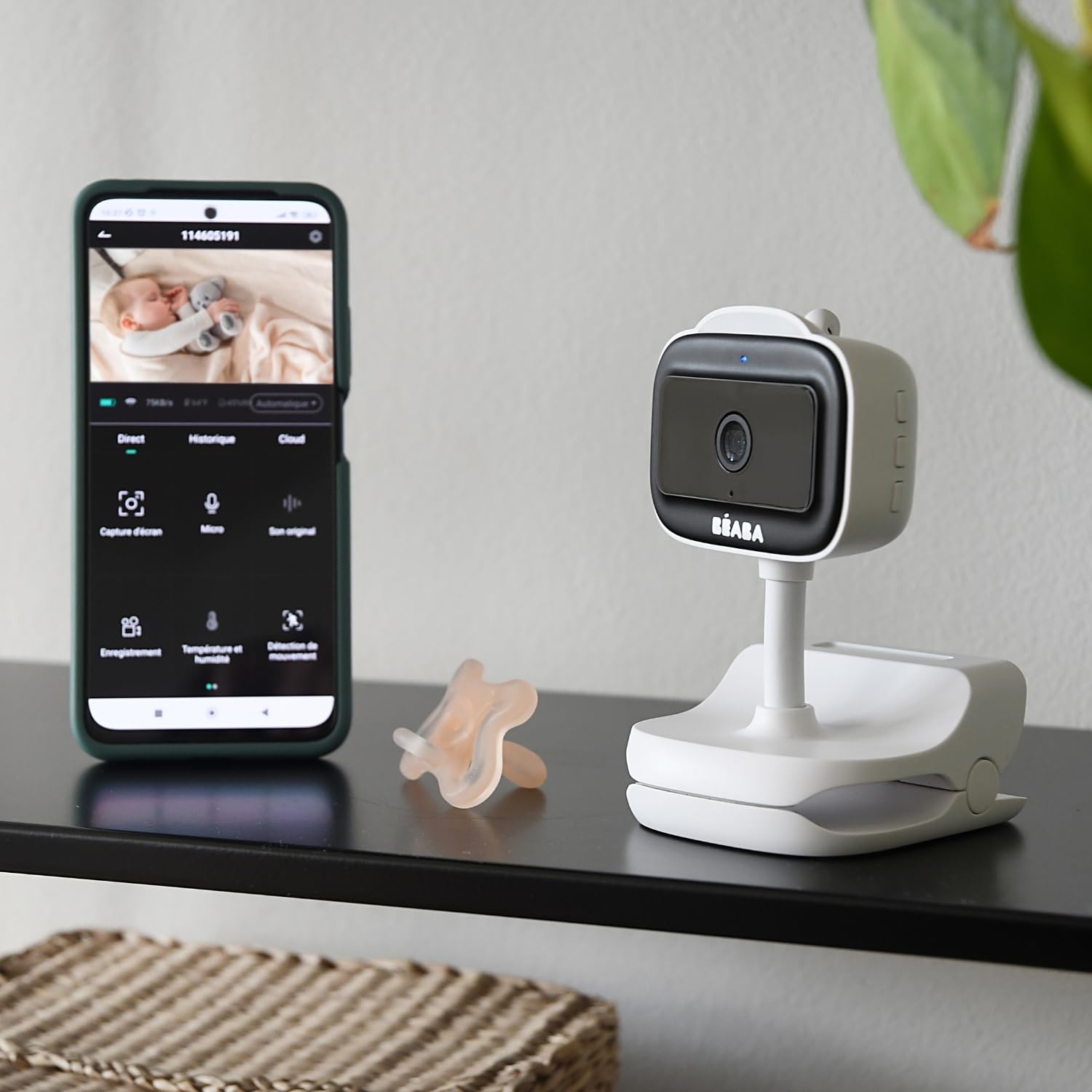 Beaba Draadlose Babyfon Mit App, Nachtsicht, Clip, Thermometer, 6h Akku Video Audio Babyfoon 47307829