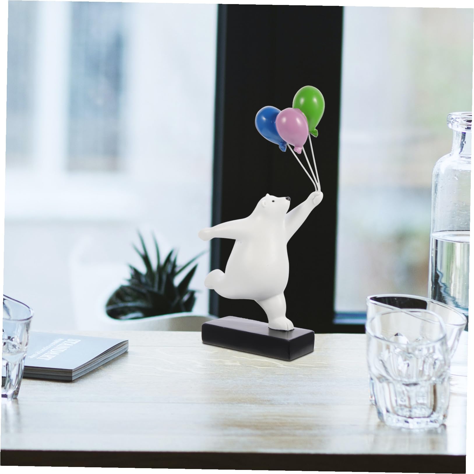 Scultura Orso in Resina a Forma di Orso Palloncino Aspetto Cartone Animato Vivace e Design Raffinato per Decorazione Casa e Ufficio