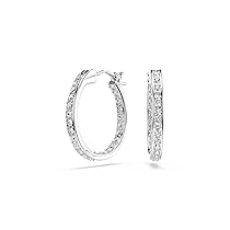 Swarovski Orecchini a cerchio Sommerset, Bianchi, Placcato rodio