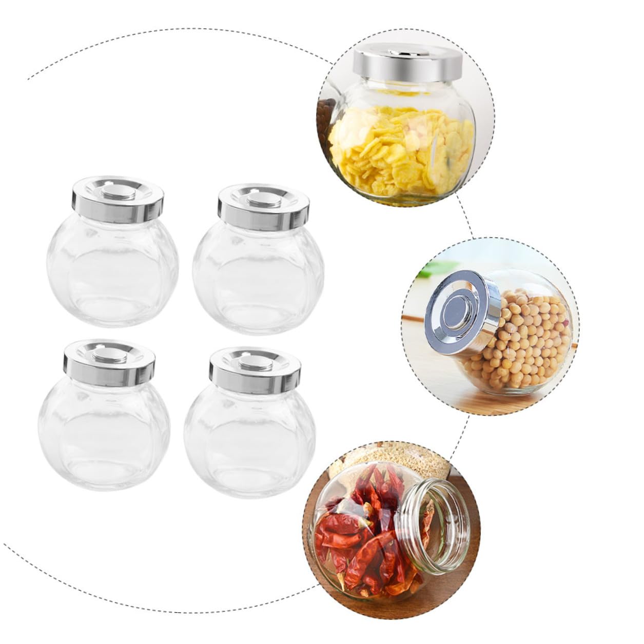 NUOBESTY Ideales para Conservar Cereales Frescos Herméticos 8 Frascos de Vidrio Transparente para Almacenar Alimentos, Tapa Sellada en Cocina