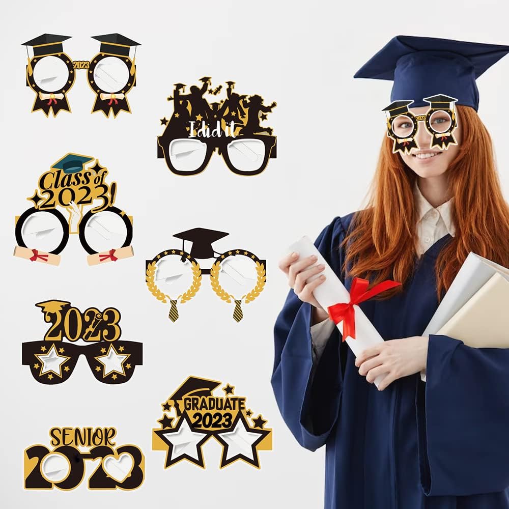 ALIBBON 14 Pieces Graduation Eyeglasses, Class of 2023 Graduation Glasses, Black