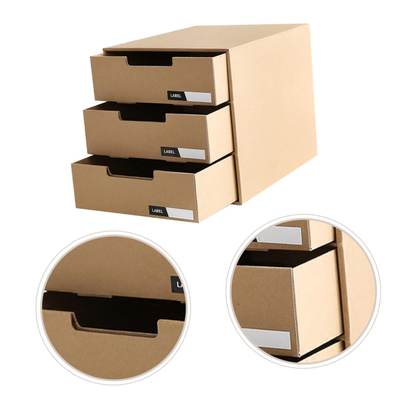 Gatuida Organizador de Papelería Cajones Deslizantes de Papel Beige para Escritorio, Caja de Almacenamiento Multifuncional para Oficina y Escritorio