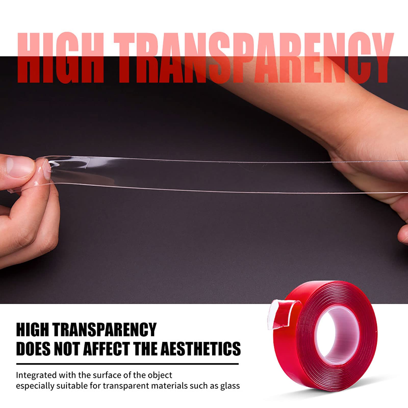 Heavy Duty Clear Double Sided Tape – 1/2 Inch X 10 Feet, Super Strong & Removable - View #2