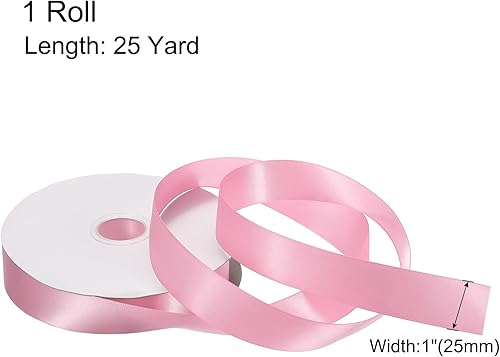 Miniatura 2 de MECCANIXITY Cinta de satén de 1 pulgada de ancho y 25 yardas de ancho, cinta de grogrén de seda sólida para ramo de boda, para envolver regalos del