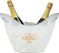 Champanheira Acrílico 8L Boas Festas Premium Elegante Final de Ano (TRANSPARENTE)