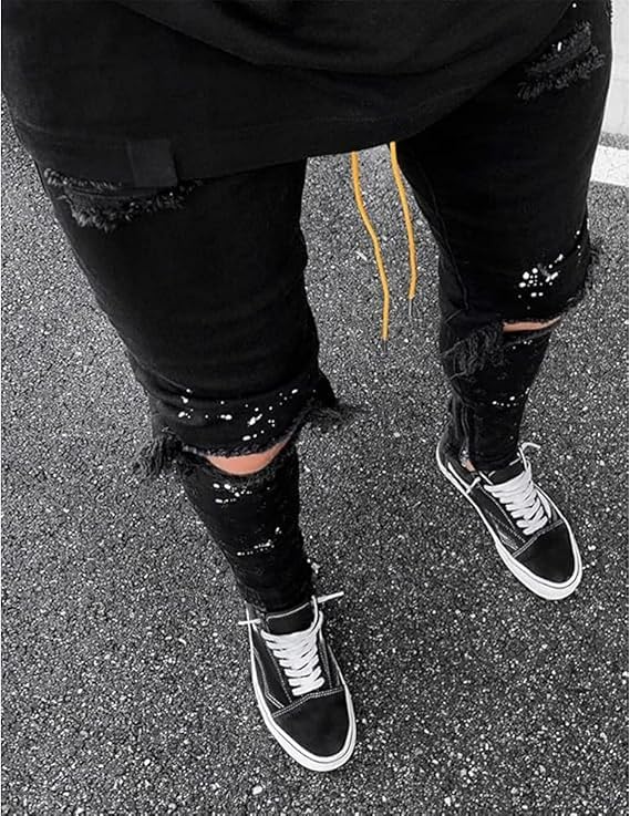 Maiyifu-GJ Men's Ripped Slim Fit Stretch Jeans Distressed Skinny Biker Denim Pants Casual Fashion Hip Hop Jeans for Men2