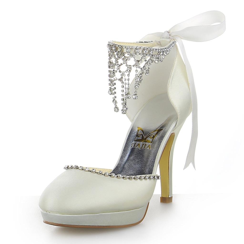 JIA JIA Bridal 3703 Satin Stilettod Heel Closed Toe Prom Party Dance Wedding Shoes Wommen Pumps
