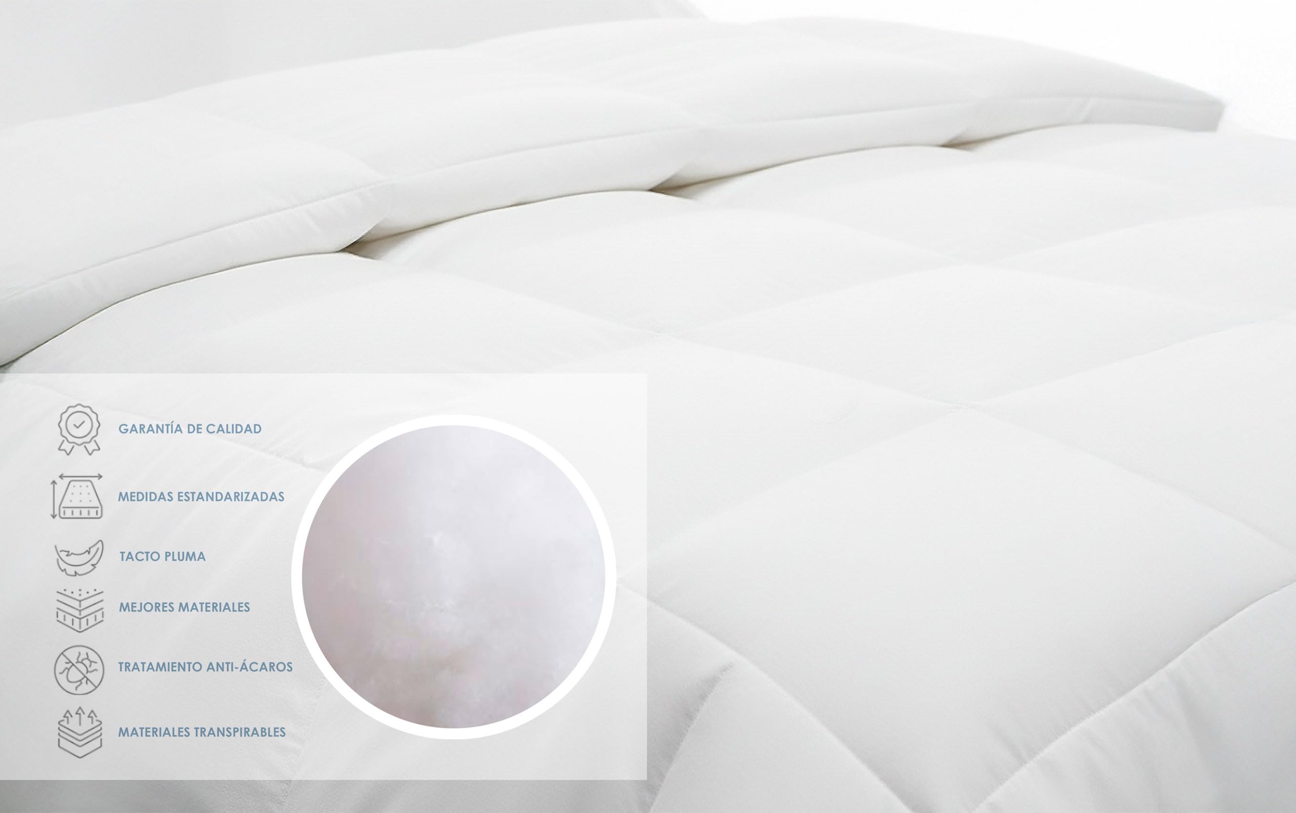 Edredón Nórdico Cama 180/200-260x240 cm - Relleno Nórdico Cama 180/200 - Edredón 4 Estaciones Acolchado Fibra Tacto Plumón de 350 gr/m² Ideal Invierno - Termorregulable y Antiácaros