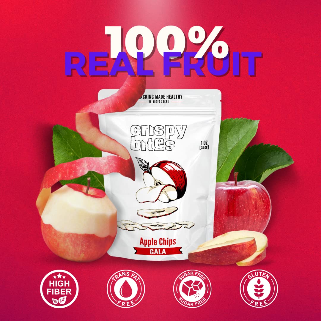Crispy Bites Dried Apples, Gluten Free, No Preservatives, Vegan, Crunchy, Healthy on-the-go snack for kids & adults, 1oz/ea bag/pack of 5 Product Image 4