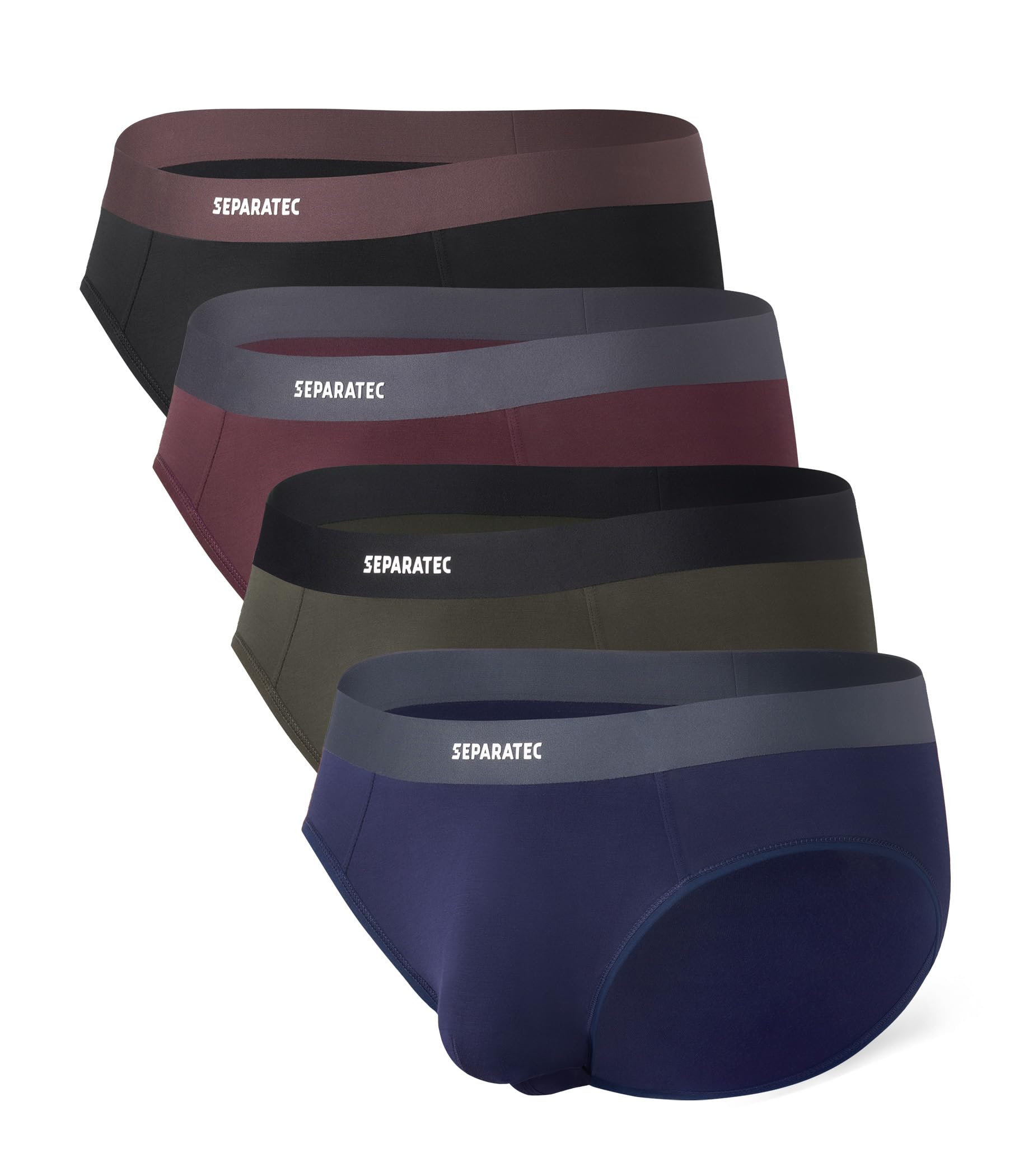 Separatec Men's Underwear Briefs Bamboo Rayon Breathable Tagless Underpants Dual Pouch Stylish Multicolours 3 Pack