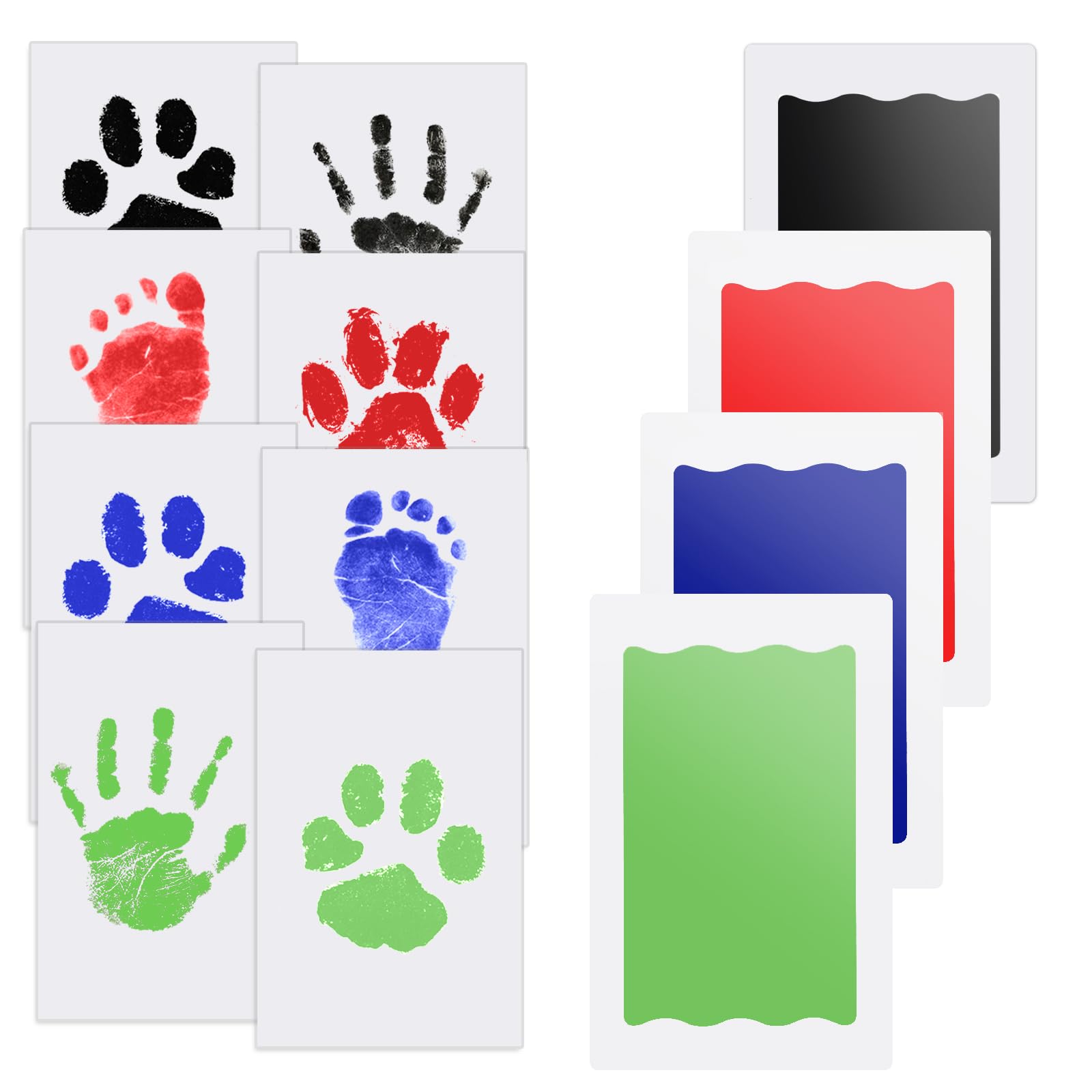 4 pcs Fußabdruck Baby Nabance Handabdruck Baby Clean Touch Pfotenabdruck set Hund Baby Fussabdruck Set Fußabdrücke Baby kommt nicht mit Farbe in Berührung für Baby Shower Familie Geschenk 0-6 Monate