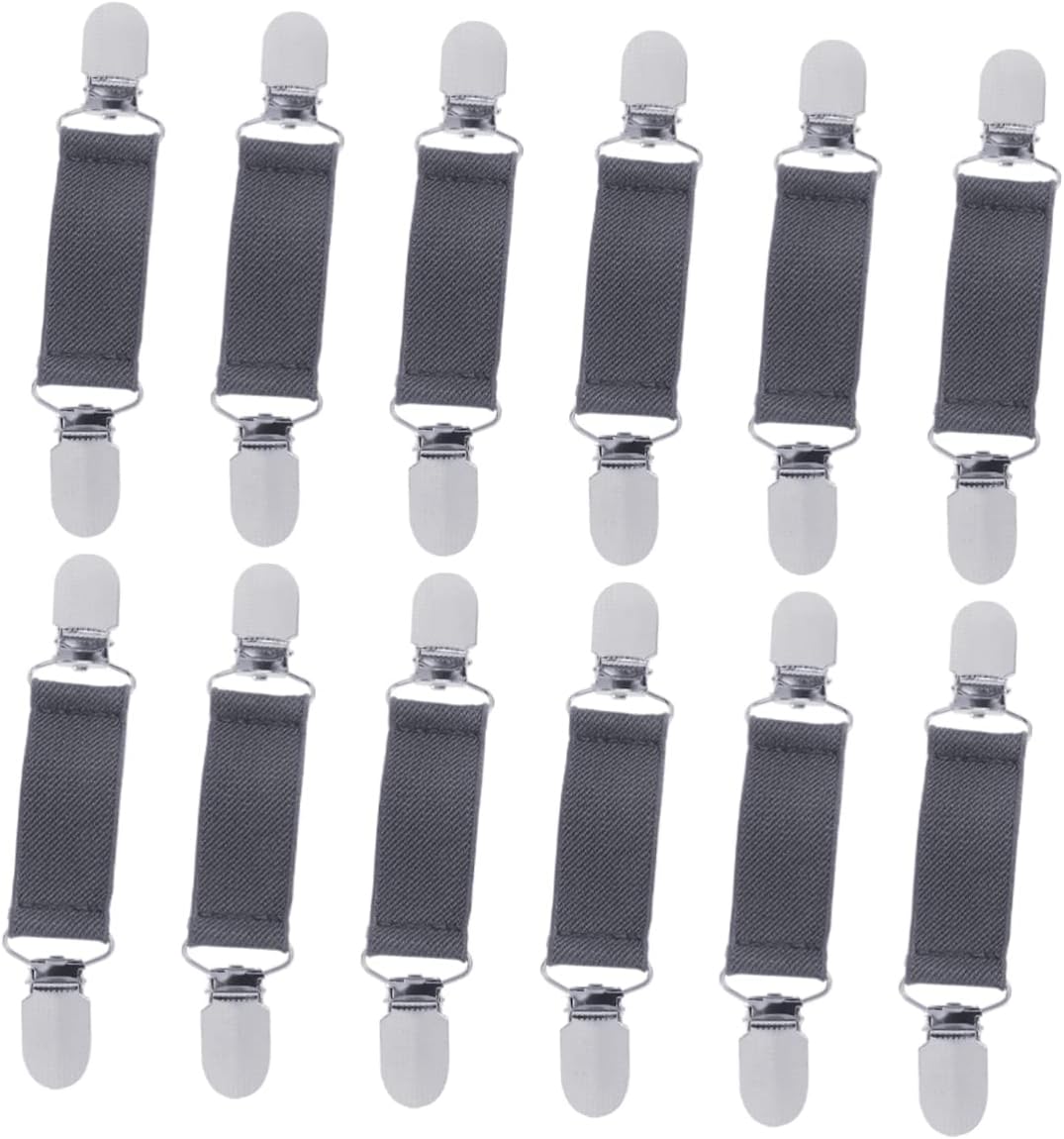 6 Pairs Fixed Buckles for Bed Sheet Sofa Non-Slip Fastener Mattress Topper Straps Couch Straps Elastic Alloy Grippers