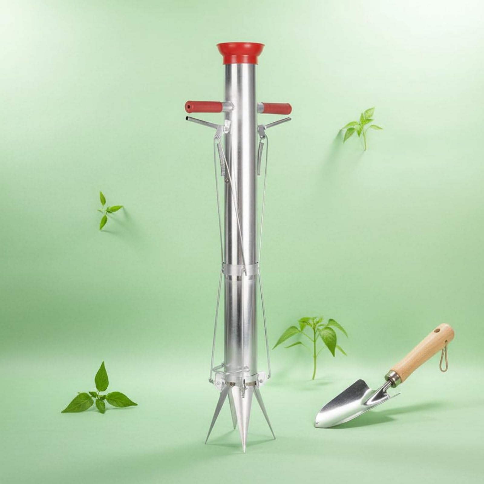 Gemüsepflanzer Pflanzstab Umpflanzgerät Pflanzrohr Ergonomisch mit Langer Stielkonstruktion aus Edelstahl Und, 91 cm, Verdickter Edelstahl, Einfacher Griff, Pflanzmaschine