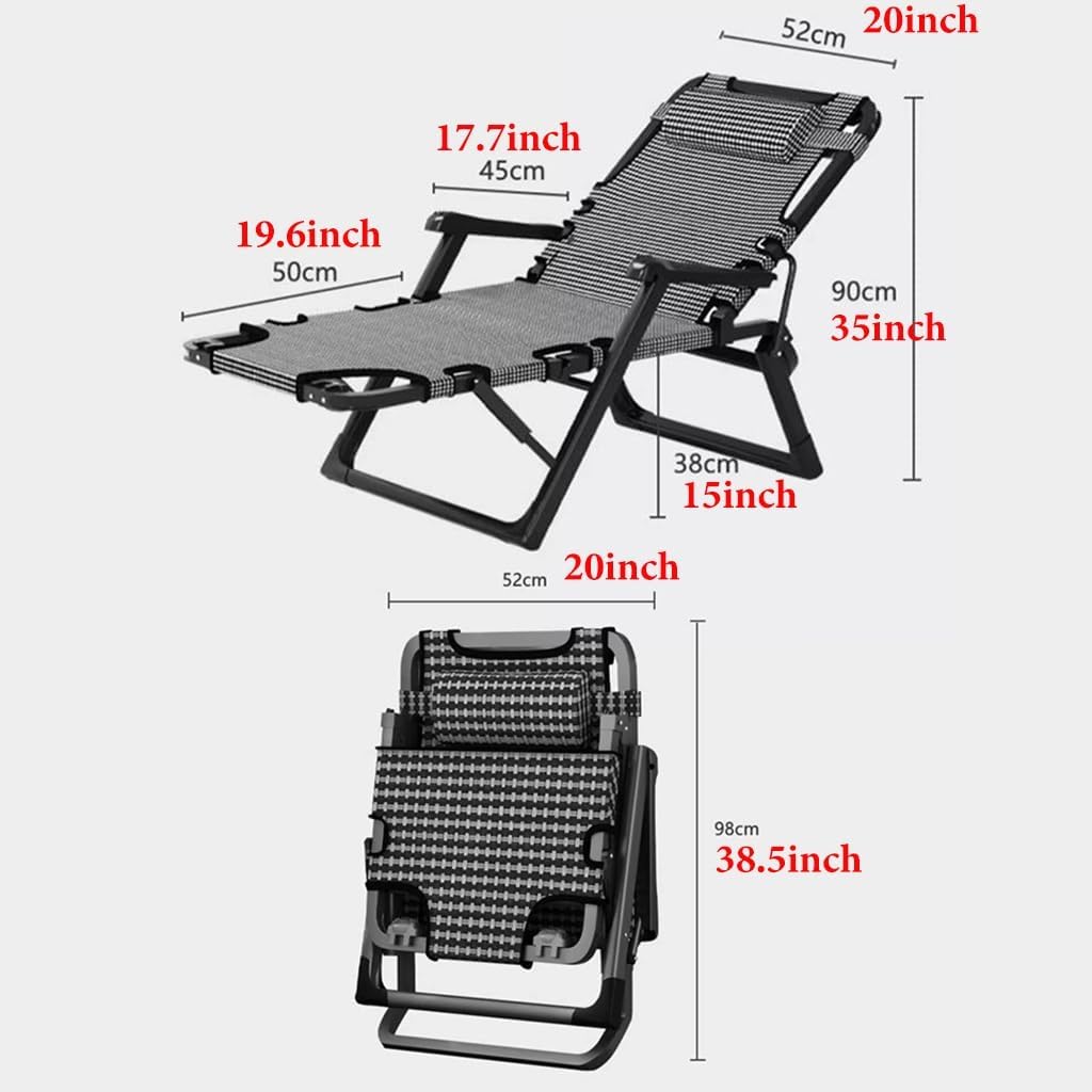 GIZNXBA Lounge Chair Zero Gravity Chairs Adjustable Angle Patio Chair Folding Reclining Chair with Foot Rest, Camping Chair with Headrest for Pool Side Yard Beach (Color : /Brown)