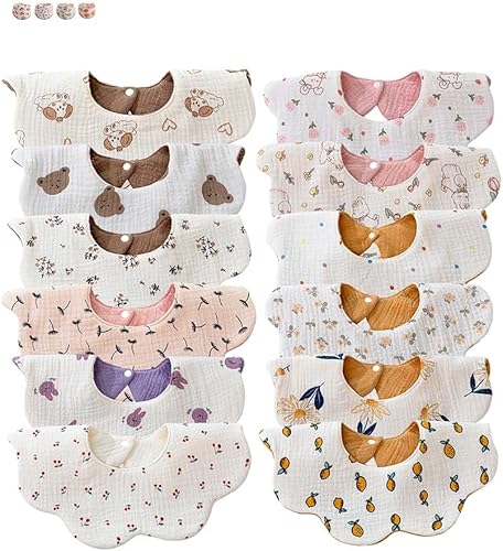 Miniatura 17 de Baberos de muselina para bebé para babeo y dentición Baberos para babeo de recién nacido para bebé niña o niño