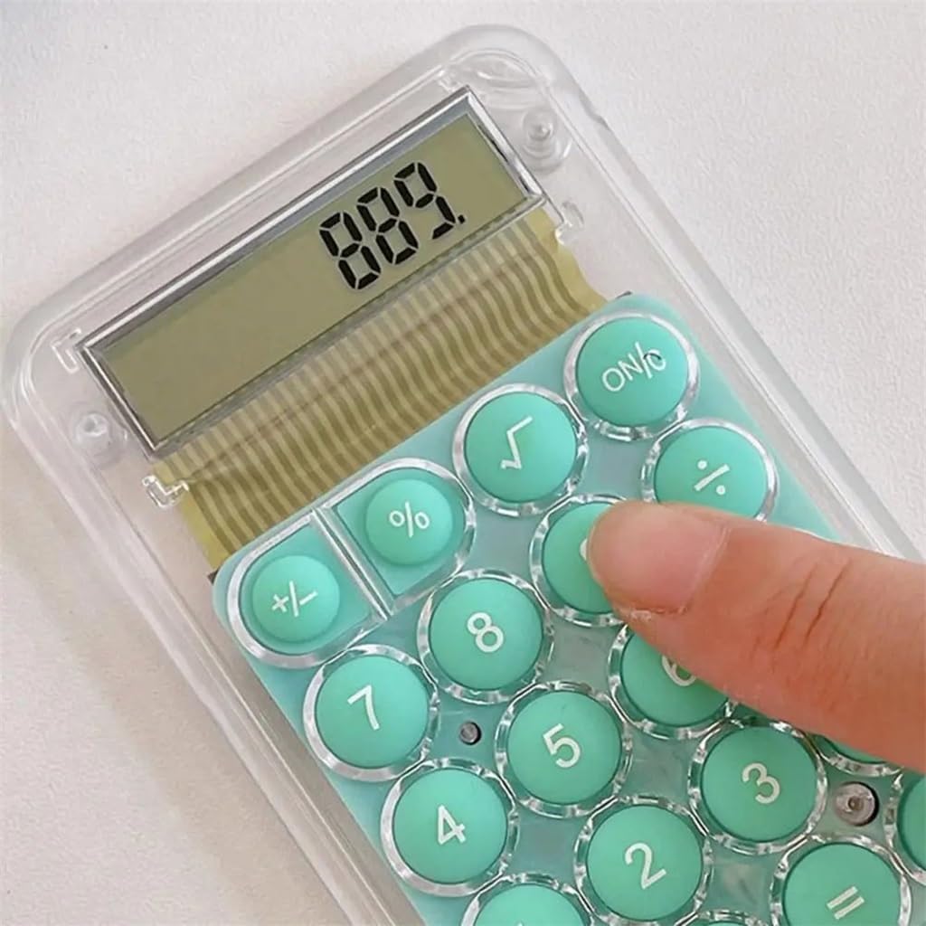 8-bit Display Silent Widescreen Mini Calculator Student Portable Transparent Electronic Calculator for Daily