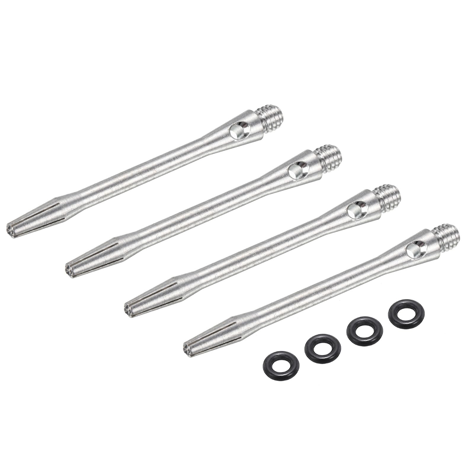 PATIKIL Aluminum Dart Shafts 48mm, 4 Pack 2BA Thread Dart Stems Replacement Accessories with Rubber Rings for Steel Tip, Silver