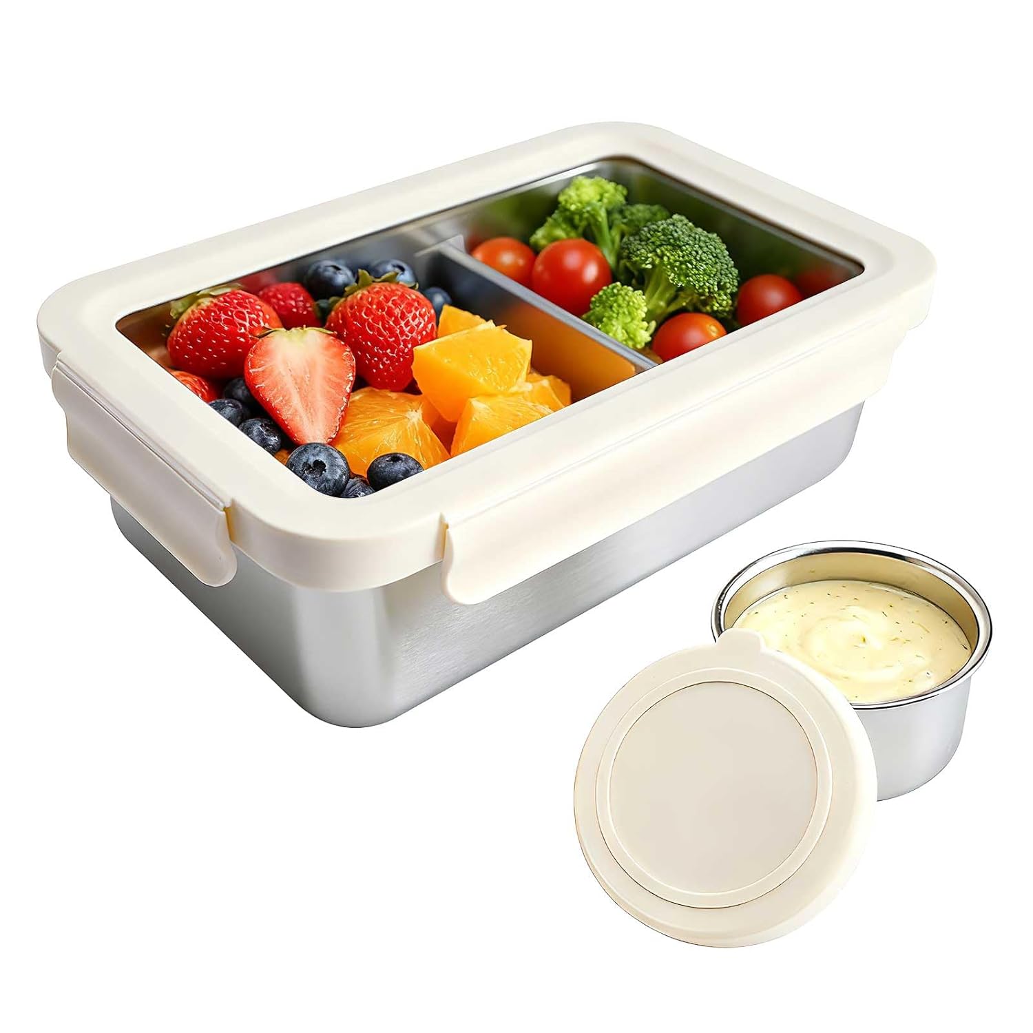 YINGRACE Stainless Steel Lunch Box Container for Adult 42oz 1250ml Leak Proof Bento Box Microwave-Safe with Removable Divider