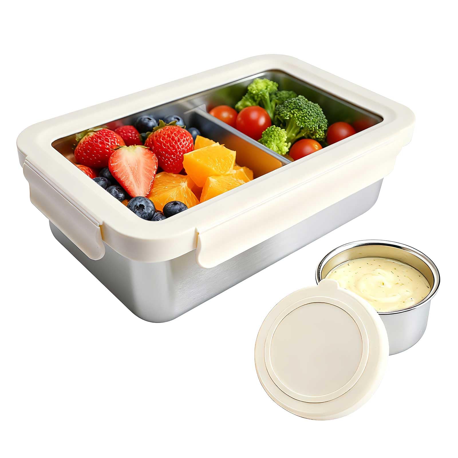 YINGRACE Stainless Steel Lunch Box Container for Adult 42oz 1250ml Leak Proof Bento Box Microwave-Safe with Removable Divider