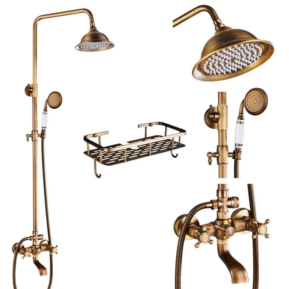 Robinet de douche en laiton antique avec douche à effet pluie chic
