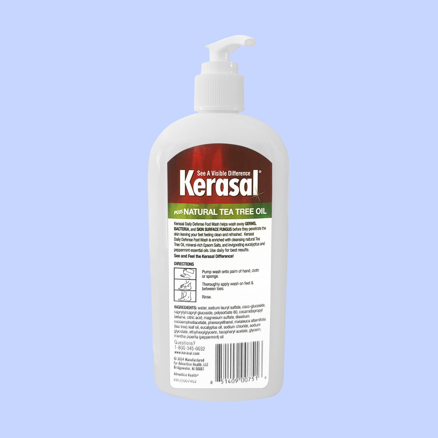 Kerasal Daily Defense - Lavado diario de pies con aceite de árbol de té, 340 ml