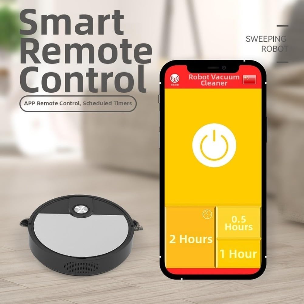 Aspirapolvere robotico con funzione di pulizia 2000PA Potenza sottile 6,8 cm Profilo per tappeti Pulizia profonda Smart App Programma 90Min per batteria Bianco (A)