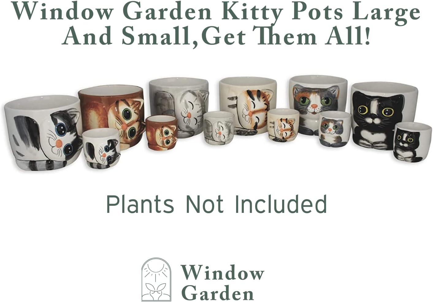 Window Garden Animal - Large Kitty Pot (Barney) Purrfect for Indoor Live House Plants, Succulents, Flowers and Herbs, Super for Cat Lovers, Cat