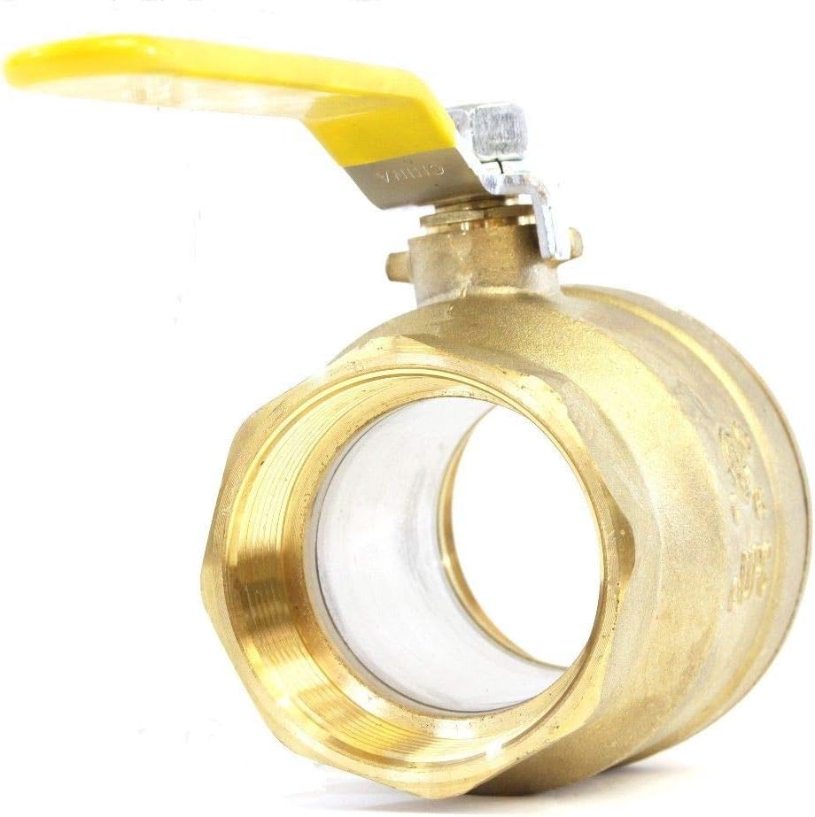 CMI Inc - 2" Brass Ball Valve, Female Threaded Full Port, NPT Water Shut-Off Valve with Handle for Irrigation, Pool, & Commercial Pipe Systems – For Hot & Cold Water, Gas, Oil & Air Lines - 1 Pack