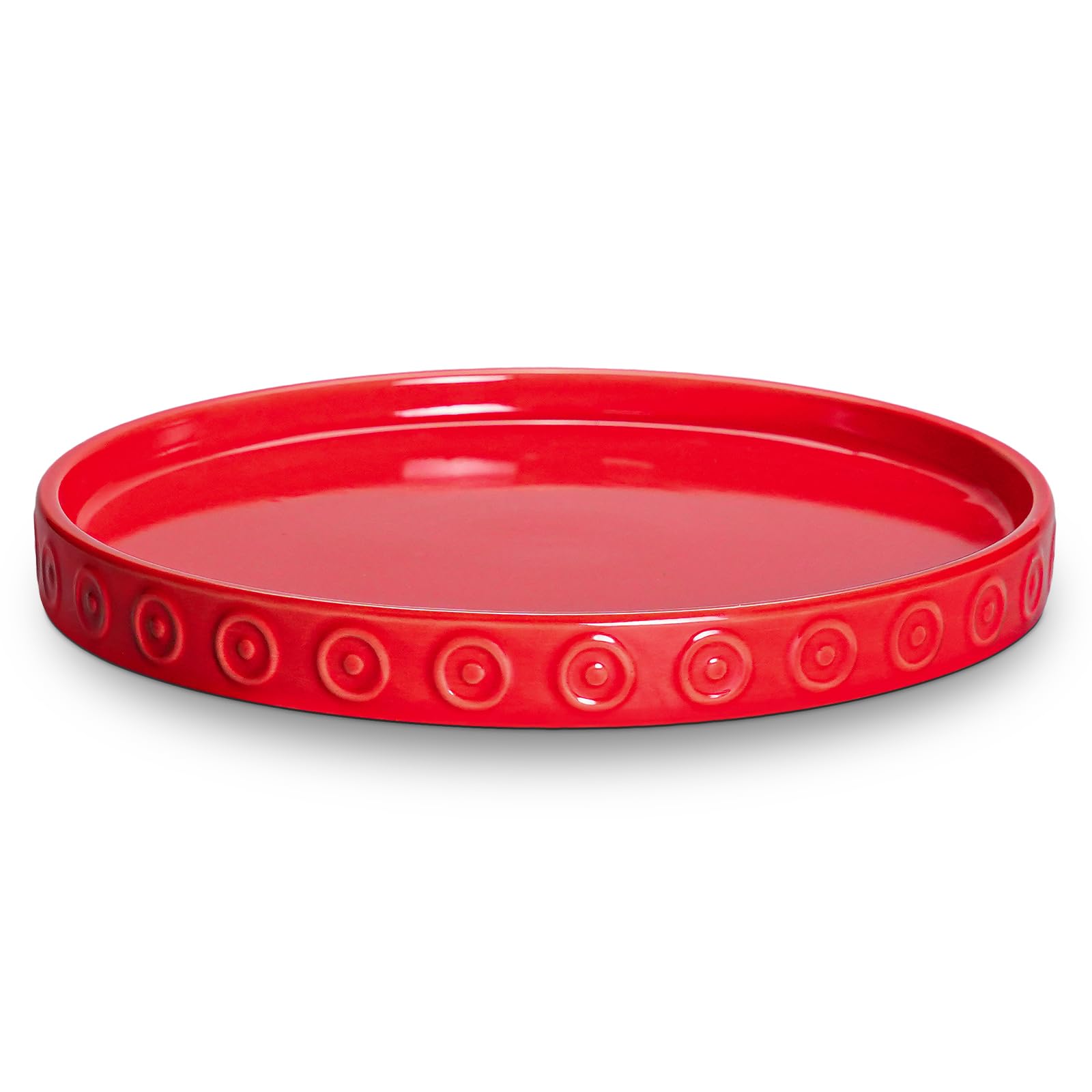 Eightpot 11.4 Inch Plant Saucers for Indoors, Plant Plates to Catch Water for Outdoor, Round Plants Drip Tray, Modern Planter Saucer, Decorative Plants Dishes to Catch Water, Flower Pot Tray, Red