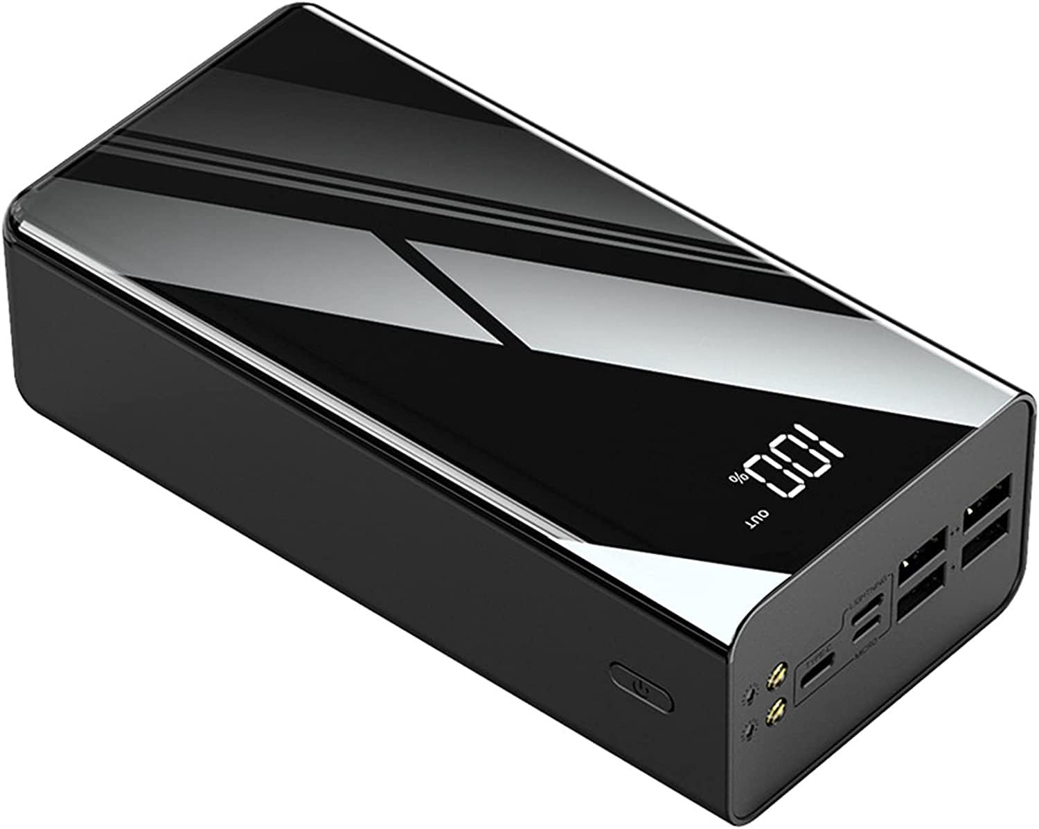 Przenośna ładowarka 40000-100000 mAh powerbank o dużej pojemności, obsługa szybkiego ładowania z wyświetlaczem, może ładować 4 urządzenia jednocześnie do smartfonów, tabletów, konsol do gier (czarna