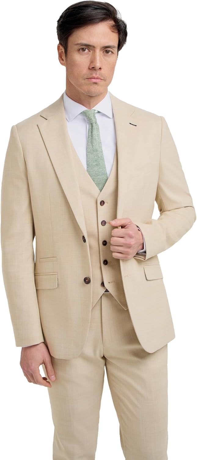SIRRI Men’s Textured Suit Sold Separately, 3-Piece Slim Fit, Smart-Casual & Formal Attire