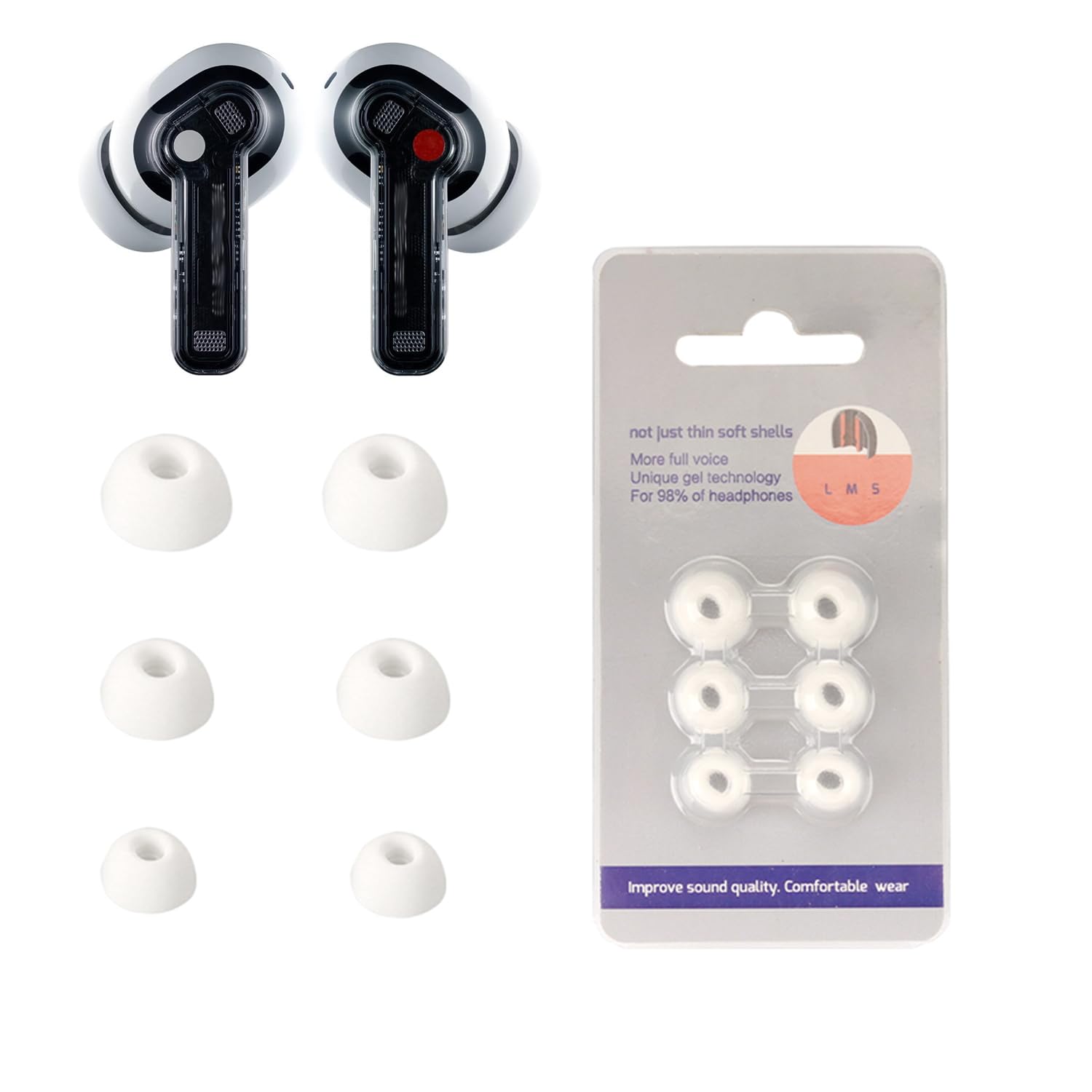 交換用シリコン耳栓 種類豊富 イヤーピース S/M/Lサイズ各1ペア　ブラック Amazon | [HUKWIMO]Nothing イヤーチップ シリコン素材 交換用