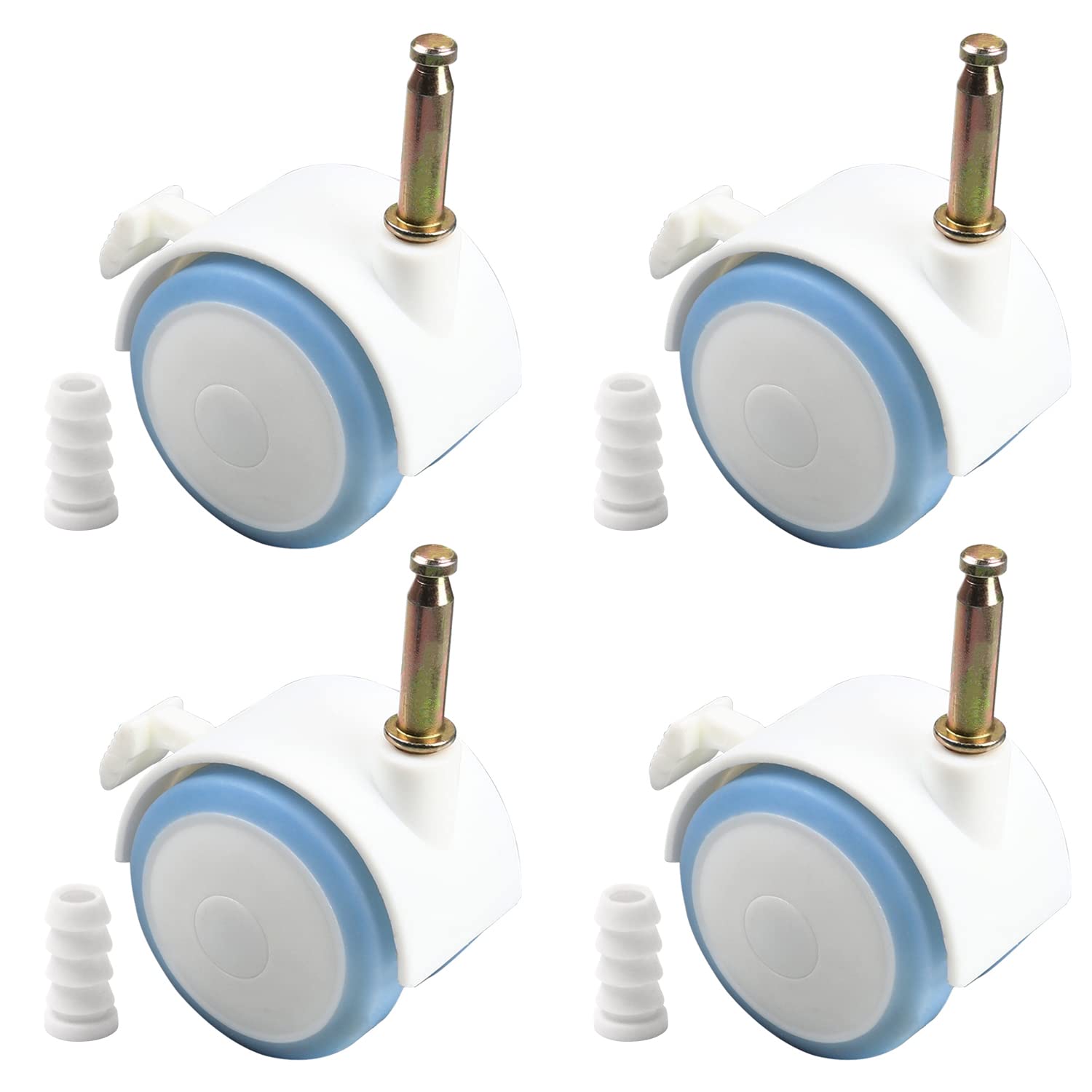 MroMax - Rueda de freno giratoria para cunas (4 unidades, 6,5 mm), color azul y blanco