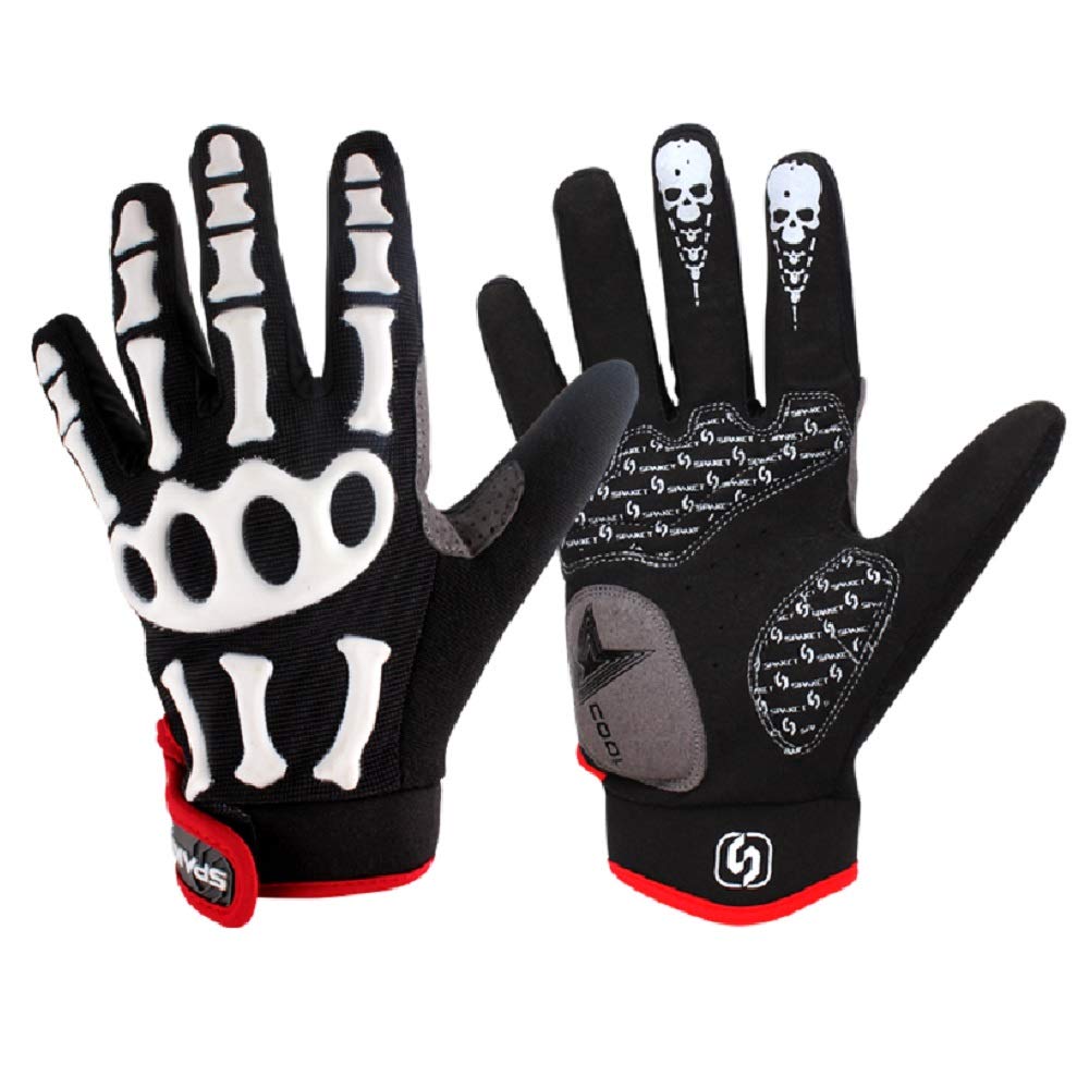 SPAKCT Professional Mens Boys Full Finger Cycling Gloves Bike Gloves Skeleton CL04