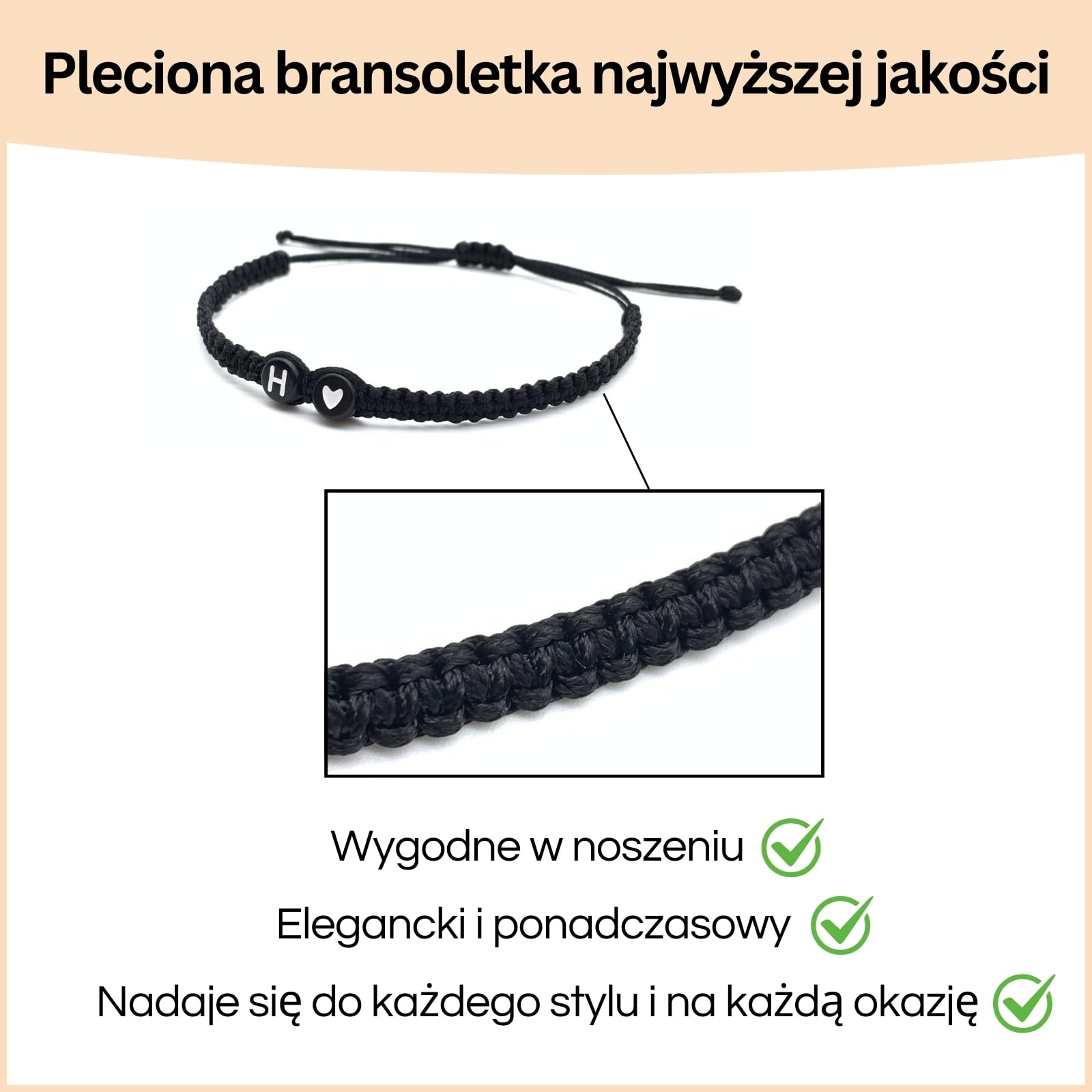 Bransoletka z literą i sercem dla par i przyjaciół - Inicjały A-Z Imie - Pleciona opaska przyjaźni dla kobiet, mężczyzn i dzieci