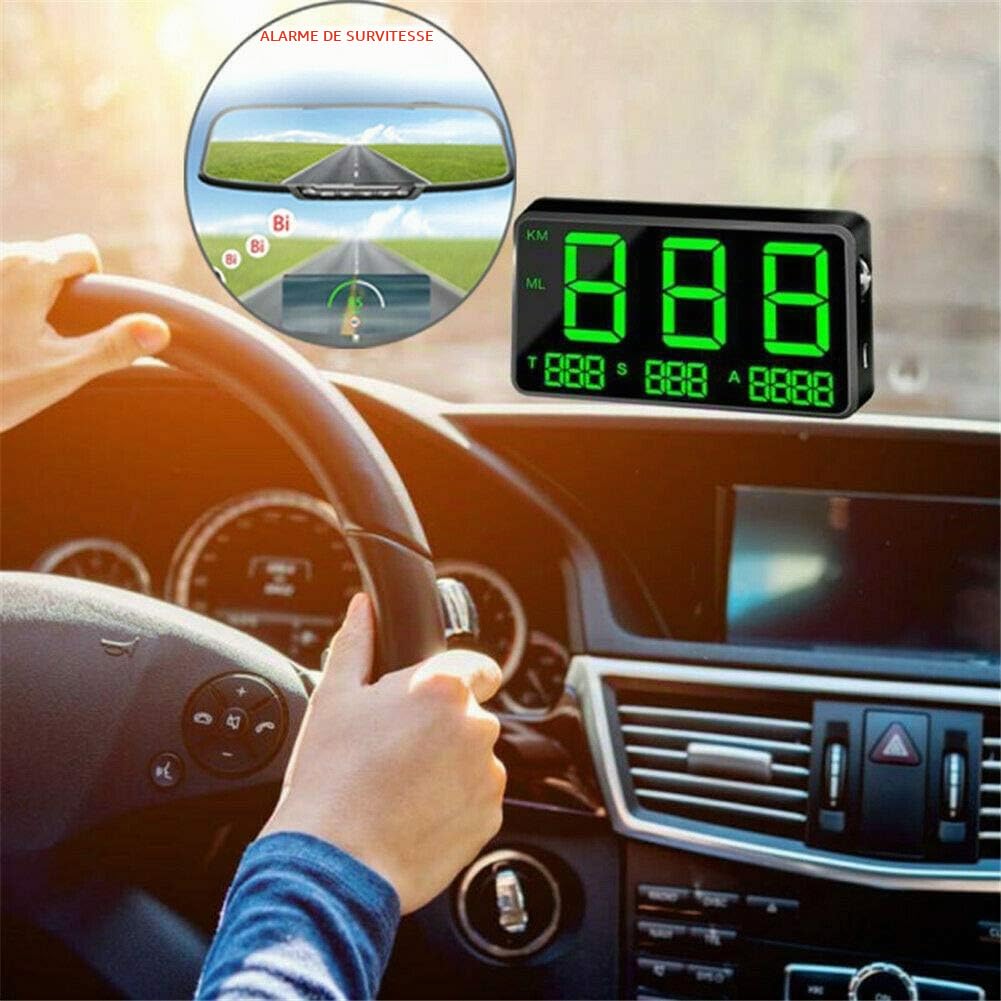 Riloer Compteur de vitesse GPS numérique Voiture Head Up Display MPH Alarme de survitesse Coffre-fort Universel, Compteur de vitesse GPS, Plug & Play