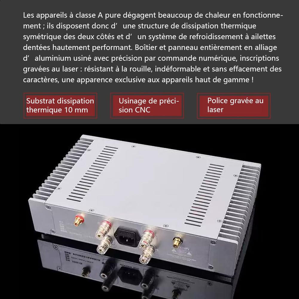 A1S Ampli de Puissance Stéréo Classe A Pure 20 W par canal | Reproduction du schéma classique | Compatible avec les enceintes de bureau et bibliothèque | 2,0 Canaux | Couleur Argent