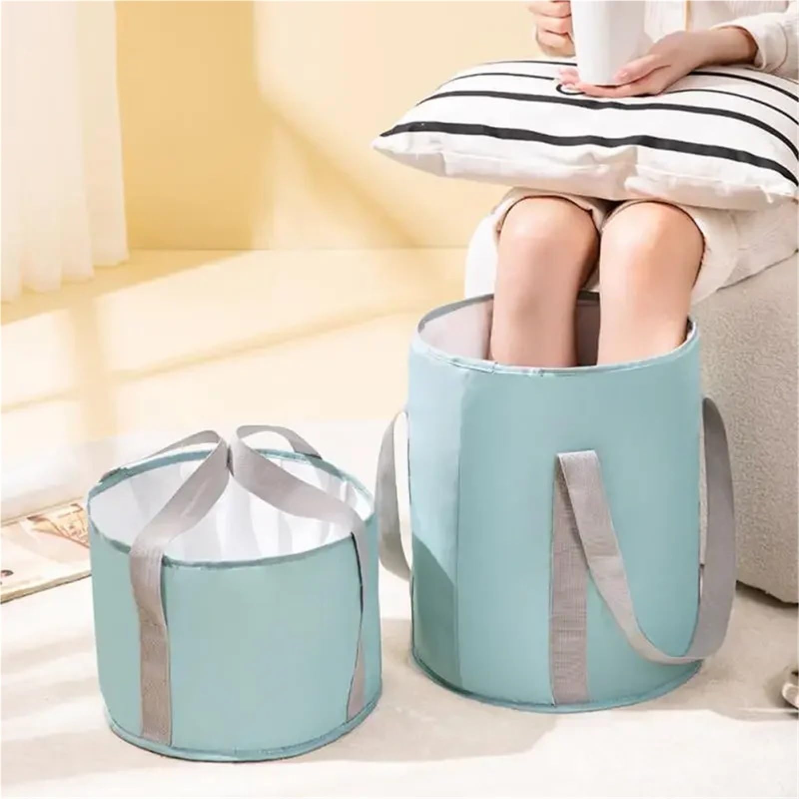 Seau Pliable Seau De Bain Pieds Pliable Et Isolant, Profond, Multifonctionnel, Portable Ménager(Style1)