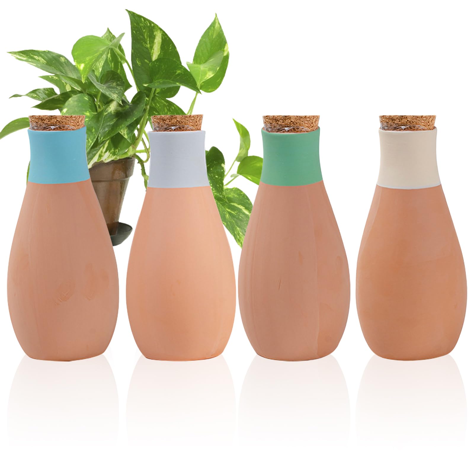 RoseFlower Oyas zur Bewässerung von Zimmerpflanzen, für den Außenbereich, Ollas Terrakotta, Oya, Bewässerung, Pflanzgefäß, Terrakotta-Topf, 4 Stück
