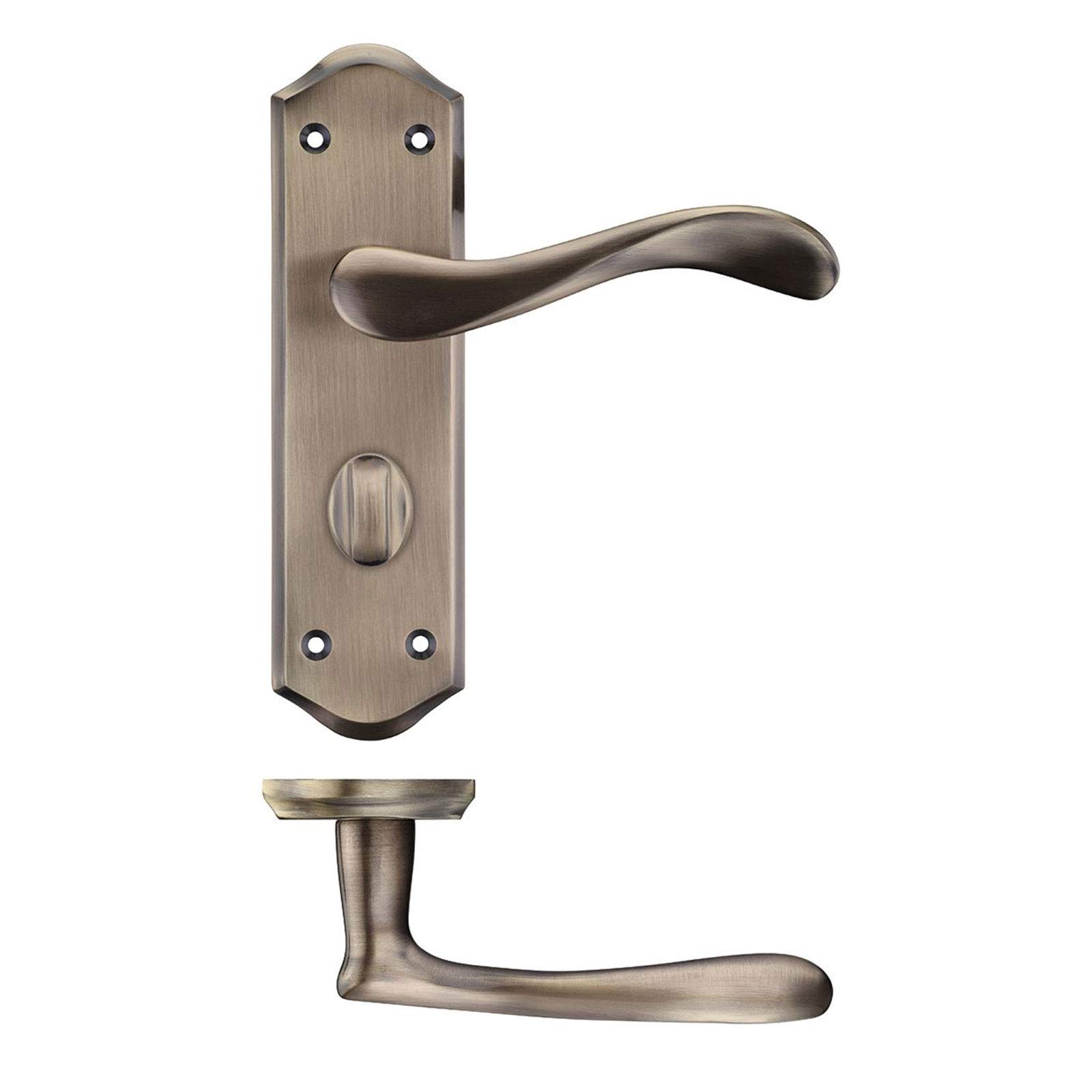 Project Asti Lever on Bathroom Backplate - Florentine Bronze