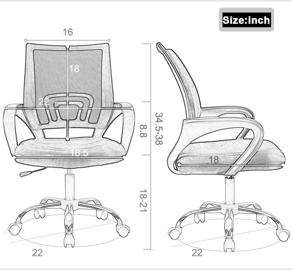 PayLessHere Silla De Oficina En Casa, Silla De Escritorio Para Computadora, Silla Ergonómica Ajustable, Soporte Lumbar, Reposabrazos Ejecutiva Con Malla De Alta Densidad, Silla Giratoria De 360 Grados