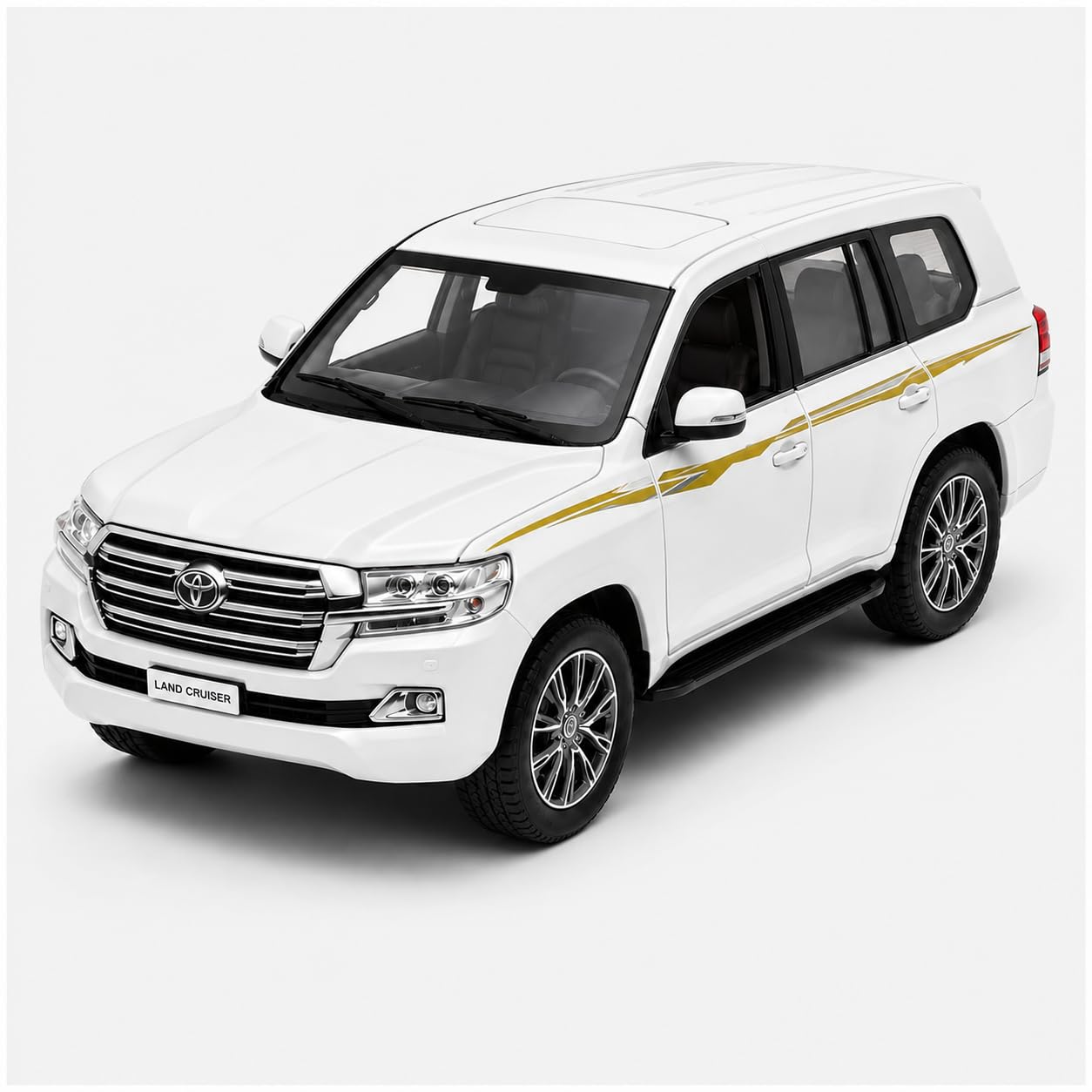 Toyota Land Cruiser 1:32 Scale Die Cast Alloy Metal Toy Car with Lights & Engine Sound, Pull Back Action, Openable Doors, Bonnet & Trunk, White SUV Model for Kids & Collectors (White)-image-11