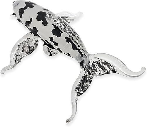 Miniatura 5 de WitnyStore Pequeña figura de pez de carpa Koi de 5 pulgadas, color negro transparente Miniatura soplada a mano de cristal pintado a mano animal